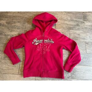Aeropostale Zip Up Hoodie Jacket XL Pink Sherpa Fur Lined 1987 Extra Large Y2K